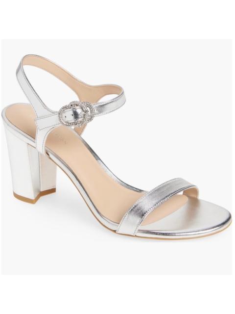 Stuart Weitzman New! Stuart Weitzman Crystal Buckle 75 Block Heel Sandal Silver Sz 8.5 $525
