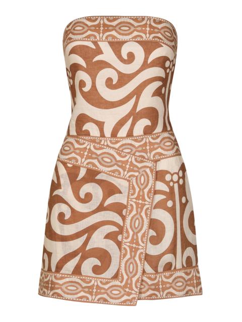 Johanna Ortiz Raíz Ritua Strapless Linen Mini Dress neutral
