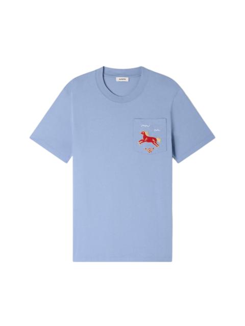 Sandro SANDRO Embroidered horse cotton T-shirt in Sky Blue at Nordstrom