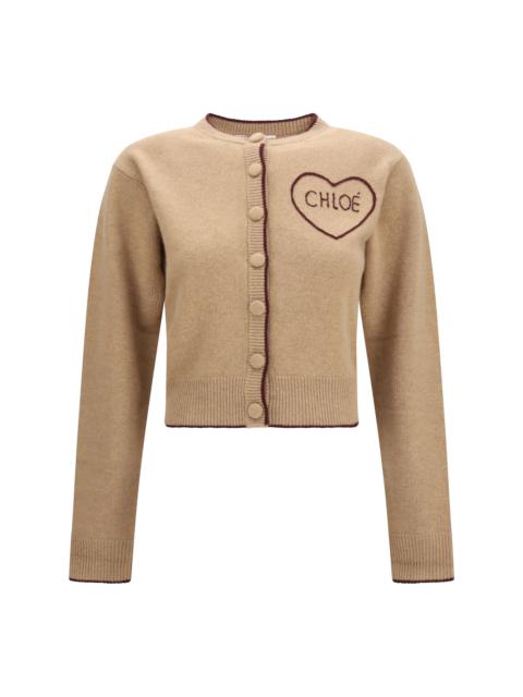 Chloé Chloé Fitted Logo Cardigan Bleached Brown