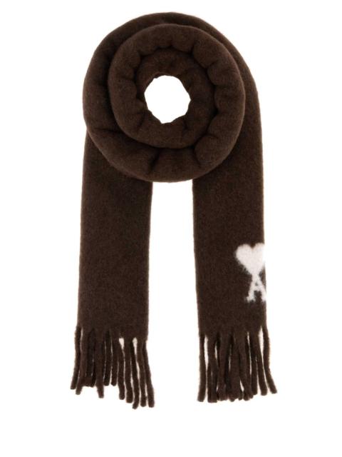 AMI Paris Ami Women Dark Brown Alpaca Blend Scarf