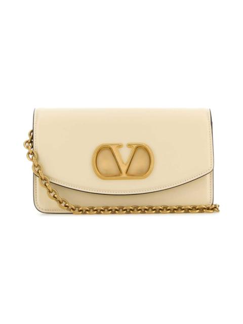 Valentino Ivory Leather Vlogo Signature Shoulder Bag