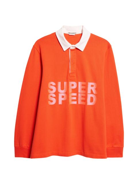 JW Anderson JW Anderson Super Speed Rugby Polo in Bright Red at Nordstrom