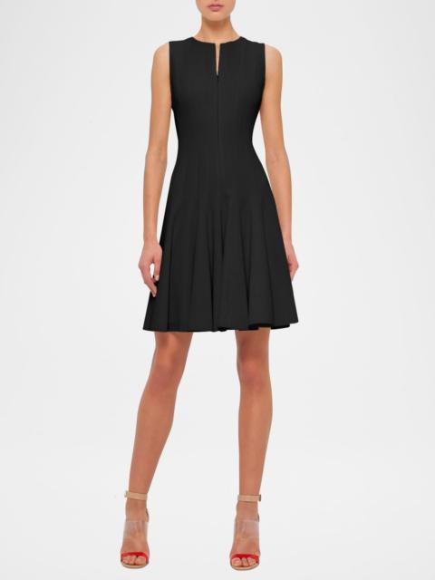 AKRIS Sleeveless Zip-Front Seamed A-Line Dress