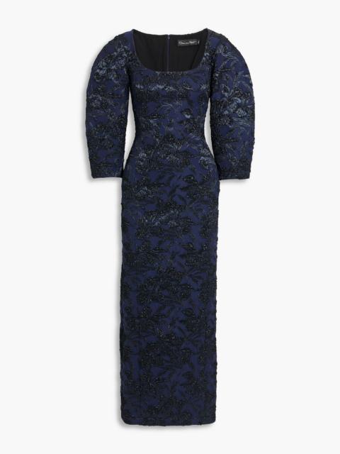 Oscar de la Renta Metallic jacquard maxi dress