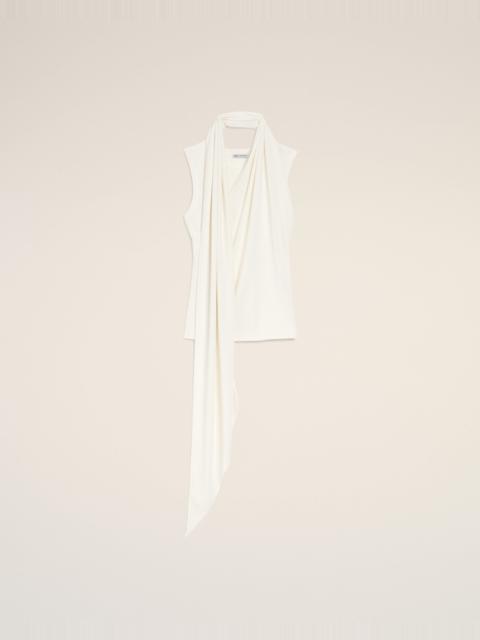 AMI Paris WHITE JERSEY SLEEVELESS LAVALLIERE TOP
