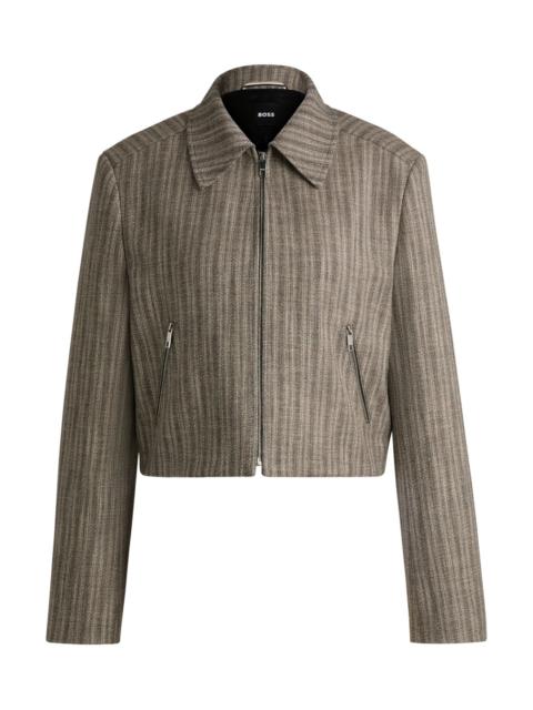 BOSS ZIP-UP JACKET IN STRIPED MELANGE CLOTH