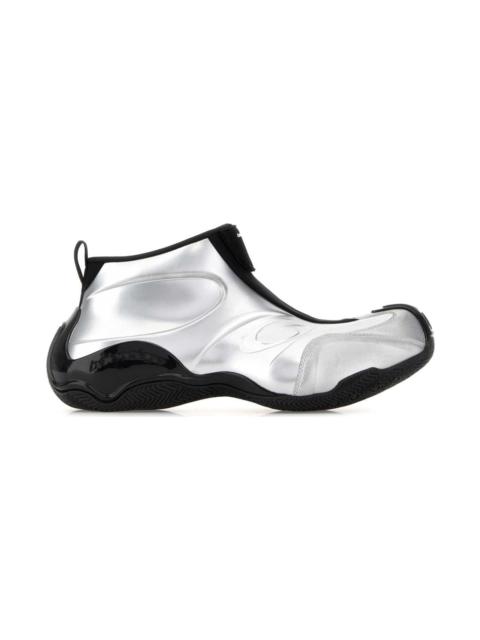 BALENCIAGA Silver Fabric Basketball Sneakers