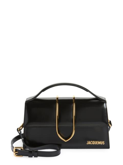 JACQUEMUS Jacquemus Le Grand Bambino Leather Shoulder Bag in Black 990 at Nordstrom