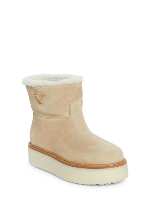 Prada Prada Evolve Genuine Shearling Bootie in Ecru at Nordstrom