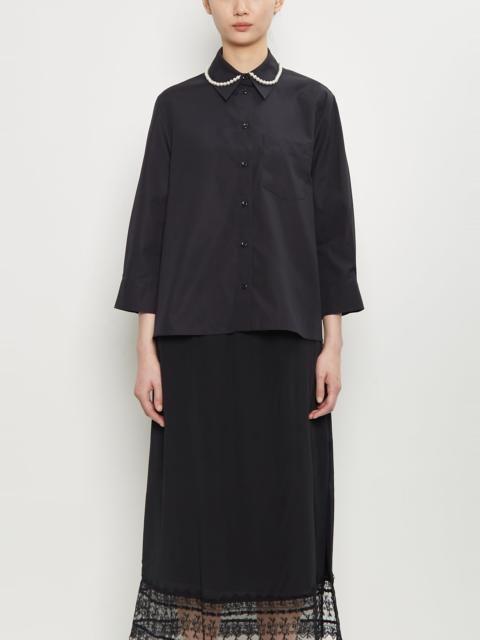 Simone Rocha Cotton Embellished Cropped Shirt — Black
