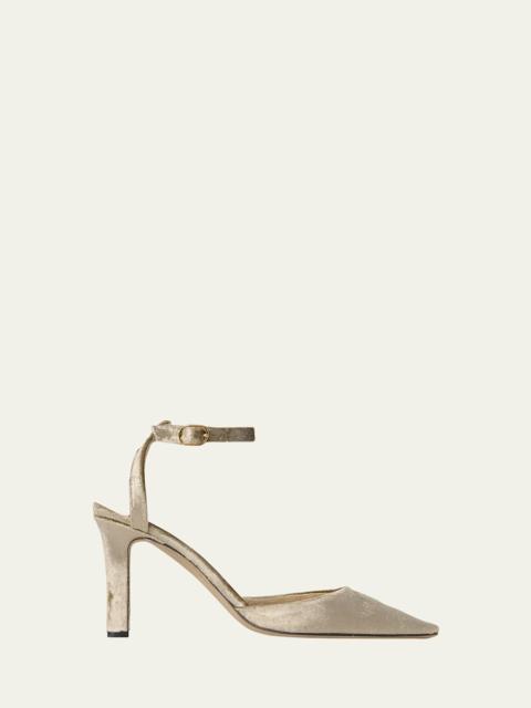 The Row Carla Velvet Ankle-Strap Pumps