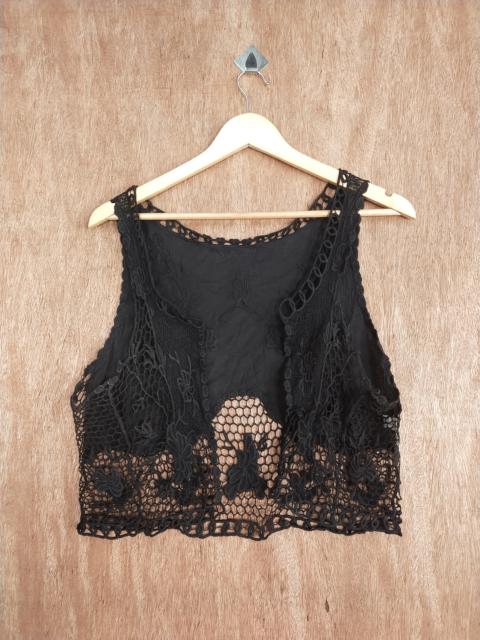 Other Designers Homespun Knitwear - Mimosalip crochet mesh net sexy crop top cardigan #S163