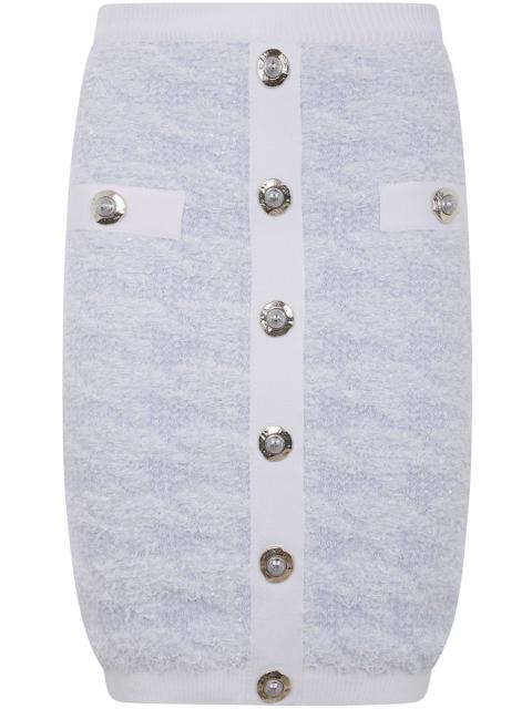 Balmain Buttoned Tweed Knee Length Skirt
