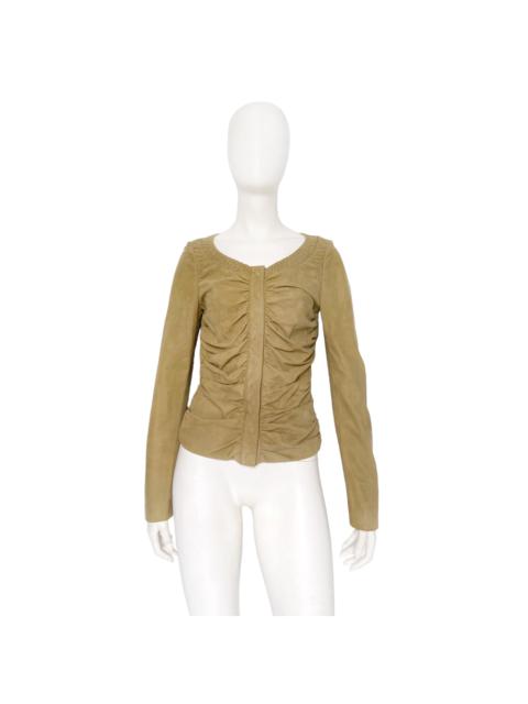 Gucci Spring 2003 Tom Ford Ruched Green Suede Leather Top Jacket