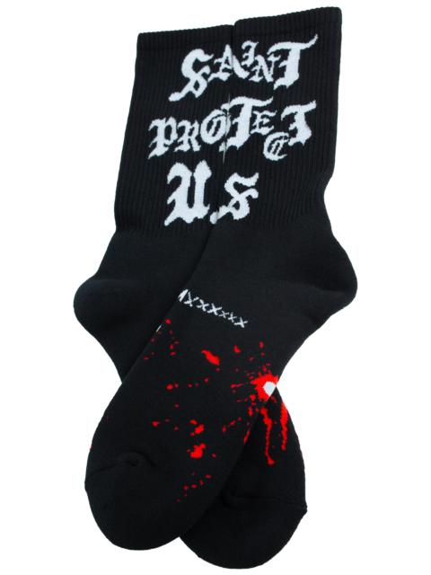 SAINT M×××××× BLACK MONOPRINT SOCKS