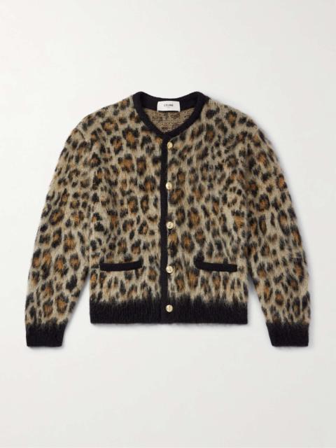 Cropped Leopard-Print Mohair-Blend Cardigan