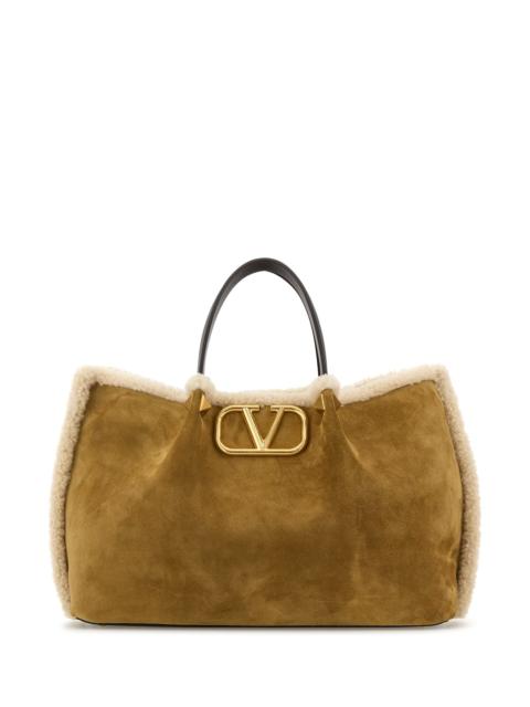 Valentino Mustard suede VLogo Signature shopping bag