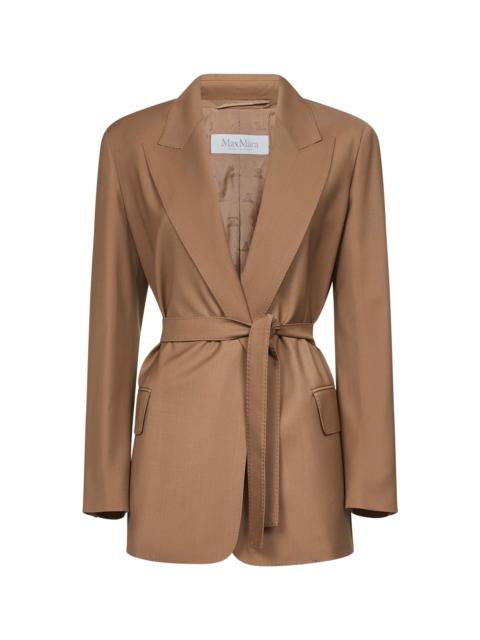 Max Mara Max Mara Women Brown Canvas Talento Belted Blazer