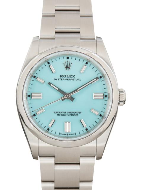 ROLEX Factory Stickered Rolex Oyster Perpetual 36 Turquoise Blue Dial Ref 126000