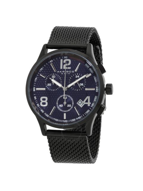 Other Designers Akribos XXIV Blue Dial Black-plated Mesh Men's Watch AK719BU