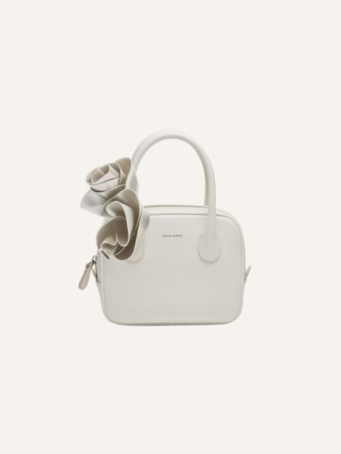 MAGDA BUTRYM Brigitte square bag in cream leather and silver