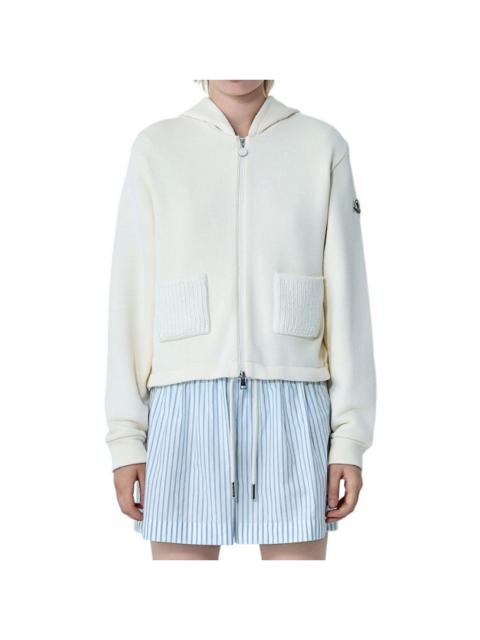 Moncler MONCLER Women's White Ivory Cotton Zip Cardigan New (Women's