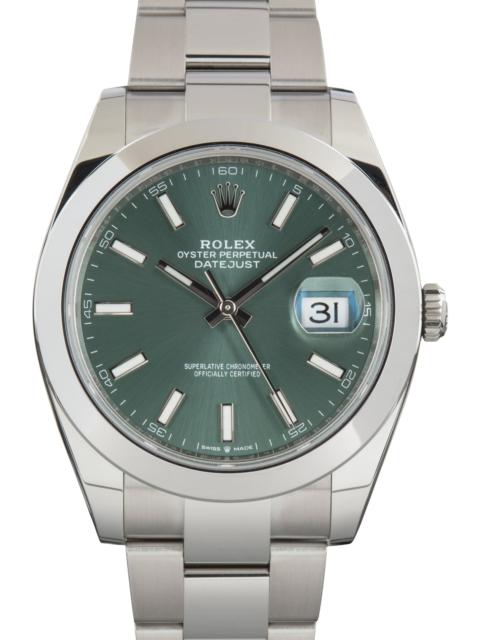 ROLEX Pre-Owned Steel Rolex Datejust 41 Mint Green Dial Ref 126300