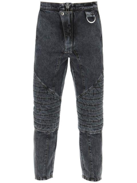 BALMAIN JEANS WITH QUILTED AND PADDED INSERTS