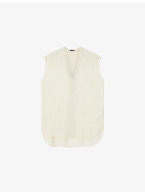 JOSEPH Lucien Pleated-Texture Viscose and Silk-Blend Top