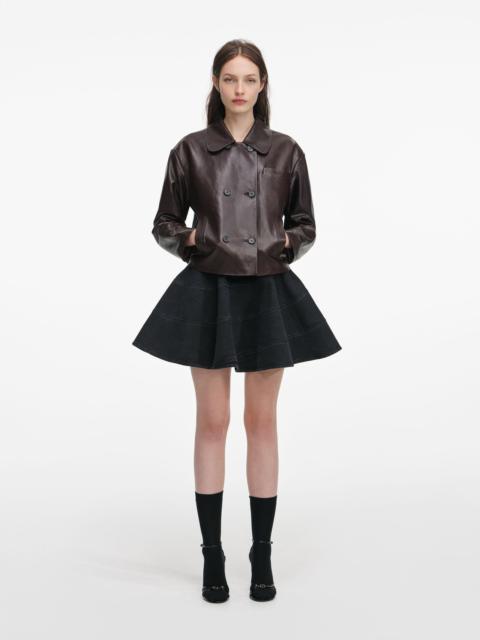 self-portrait Brown Cropped Leather Jacket