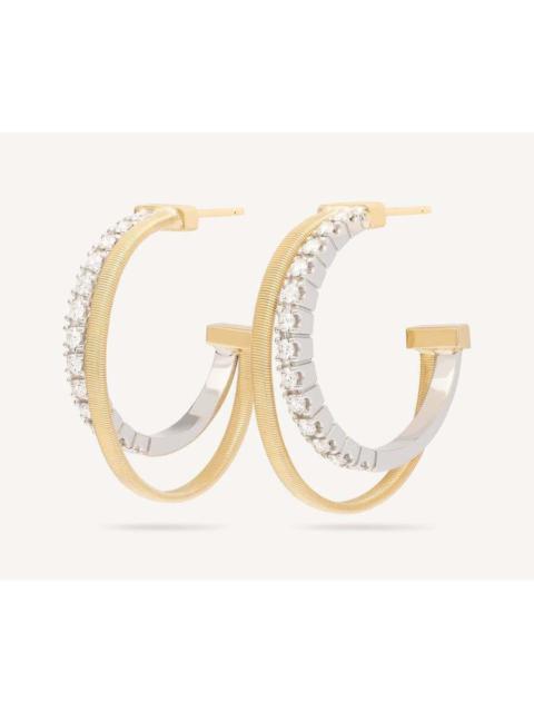 Other Designers Marco Bicego 18K Yellow Gold Double Hoop Earrings With Diamonds OG412_B_YW_M5
