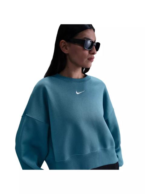 Nike Women's Sportswear Phoenix Fleece Over-Oversized Crew-Neck Sweatshirt -Blue