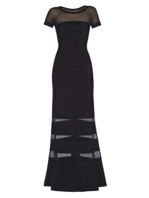 HERVE LEGER Gweneth Multi Stitch Crochet Detail Gown