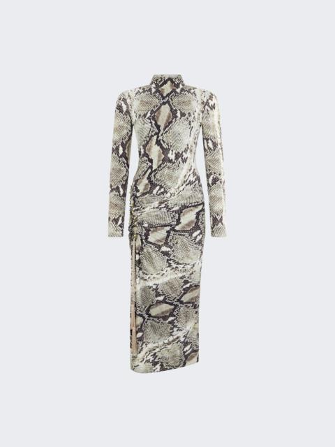 Roberto Cavalli Python Printed Midi Dress Roccia