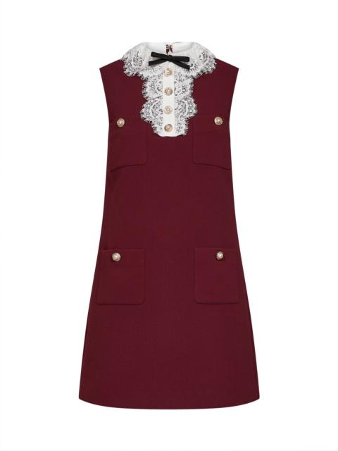self-portrait Self Portrait Women Burgundy Crepe Mini Dress With Lace Collar