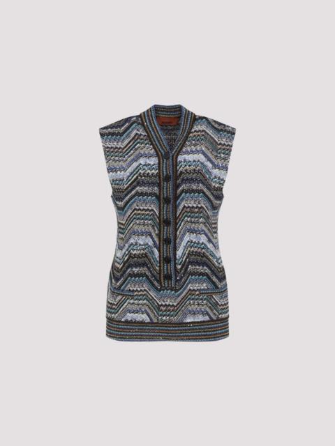 Missoni MISSONI Caperdoni Blue Knit Gilet New & Authentic (Women's s