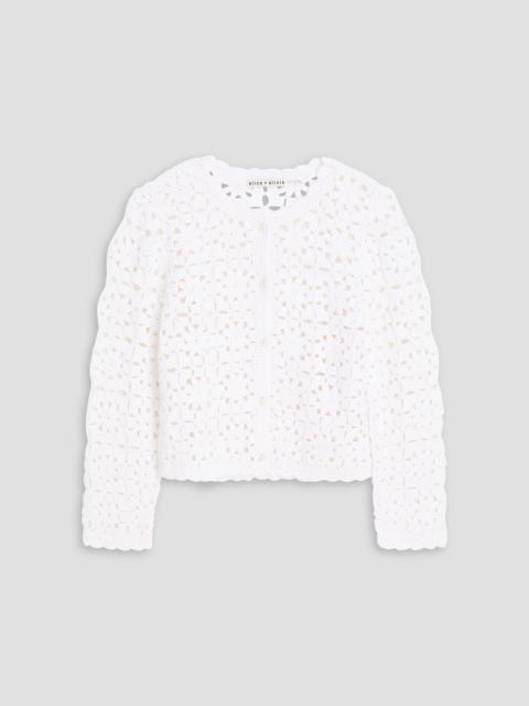 Alice + Olivia Anderson cropped crocheted cotton-blend cardigan