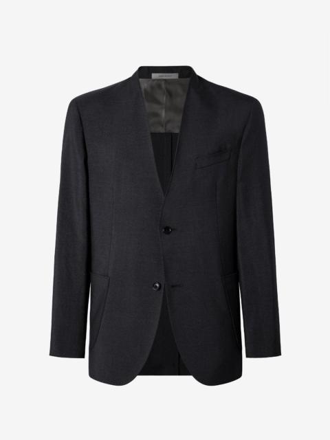 CORNELIANI Black mohair jacket without lapels