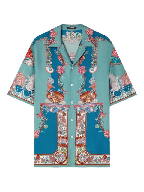 VERSACE Coral Theatre silk short-sleeve shirt