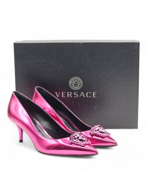 Versace Le Medusa Kitten Heel Pumps - Leather - Fuchsia Pink - 37.5