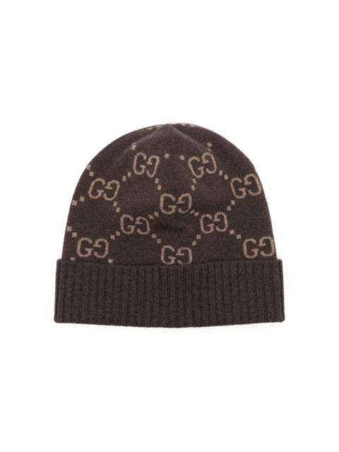 GG-jacquard cashmere beanie hat