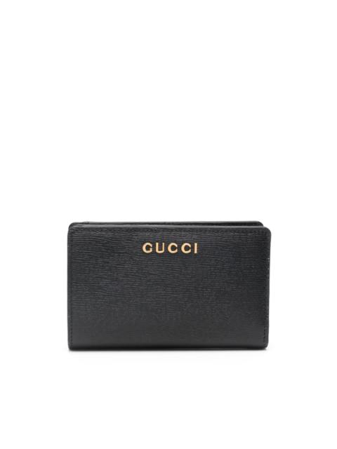 logo-lettering leather wallet