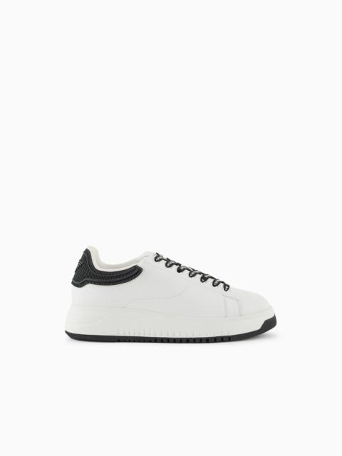 EMPORIO ARMANI Leather sneakers with rubber backs