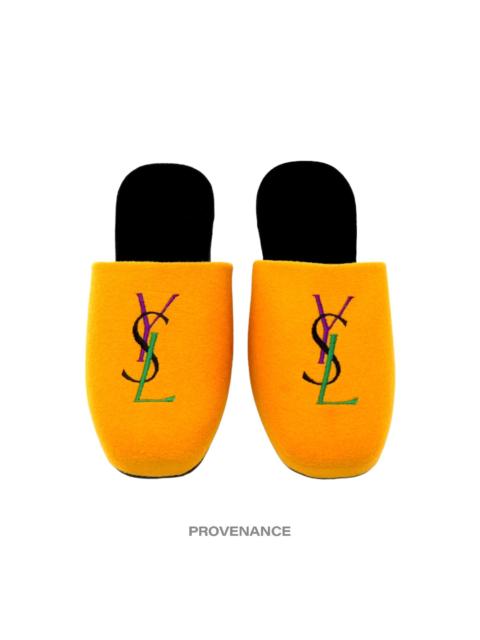 SAINT LAURENT Yves Saint Laurent YSL Logo Slipper - Yellow Velour