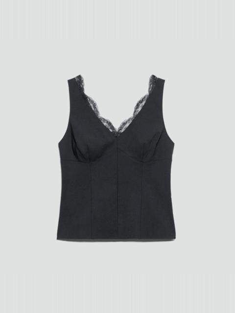 Theory Lace-Trimmed Tank Top in Stretch Wool