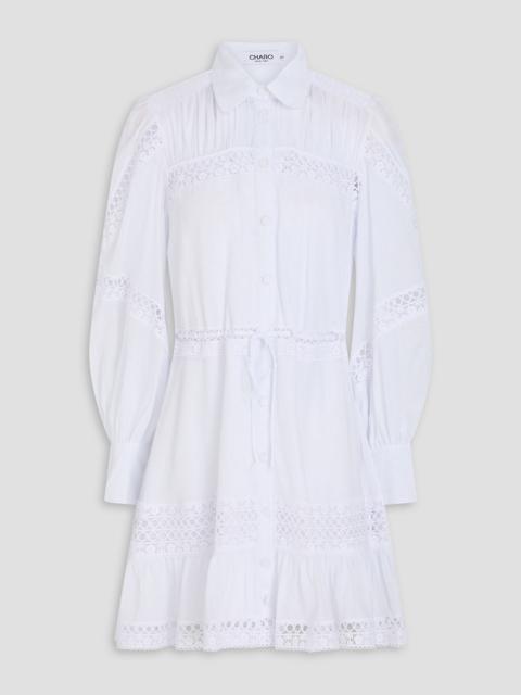 Charo Ruiz Daniela gathered cotton-blend voile mini shirt dress