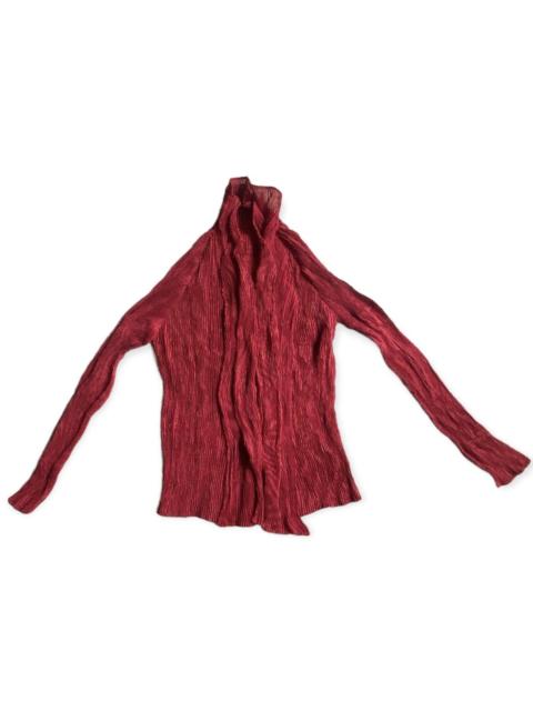 ISSEY MIYAKE Red Velour Pleated Button Front Jacket