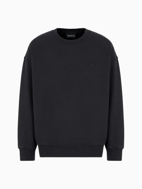 EMPORIO ARMANI Loose-fit jersey sweatshirt with super-embossed logo embroidery