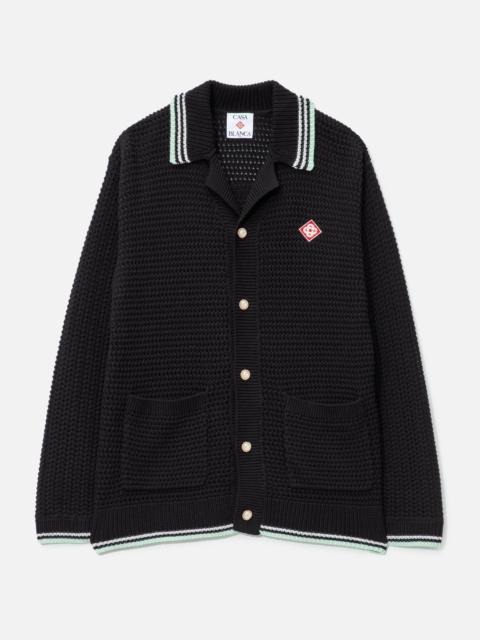 CASABLANCA EMBROIDERED COTTON CROCHET LONG SLEEVE SHIRT